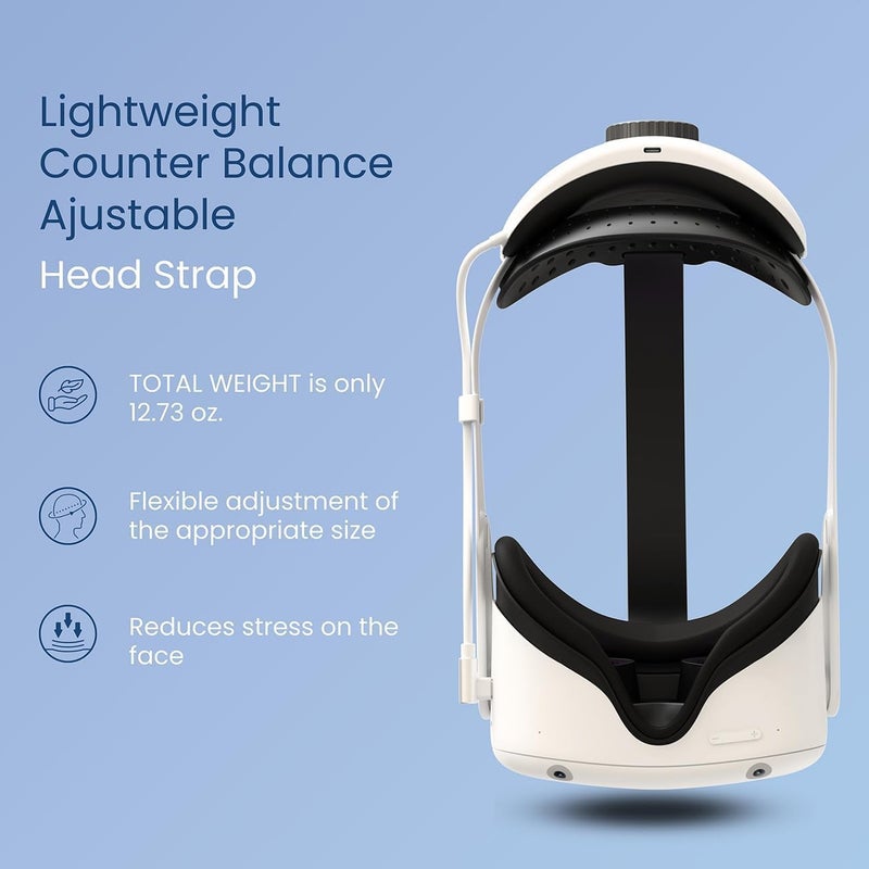 búsqueda حزام BUSQUEDA Elite مع بطارية لجهاز Oculus Quest 2، 8000mAh تمديد 9 ساعات وقت اللعب، شحن سريع للطاقة VR، توازن مضاد وحزام رأس قابل للتعديل لدعم وراحة محسّنة في VR - Image 5